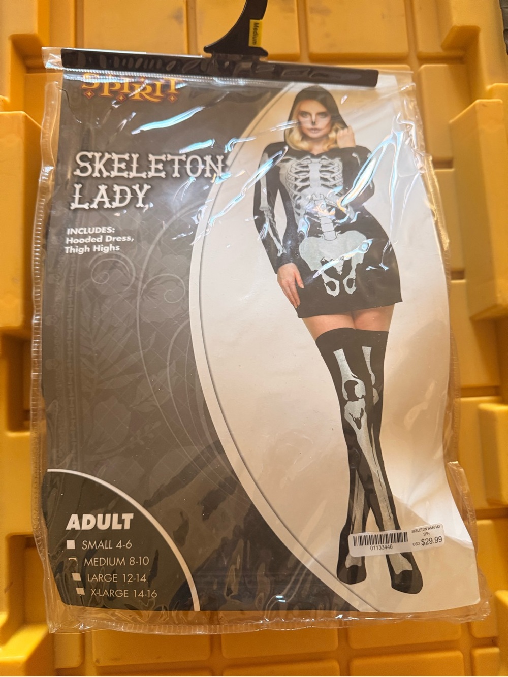 Spirit Skeleton Lady Hooded Dress Costume - Black & White